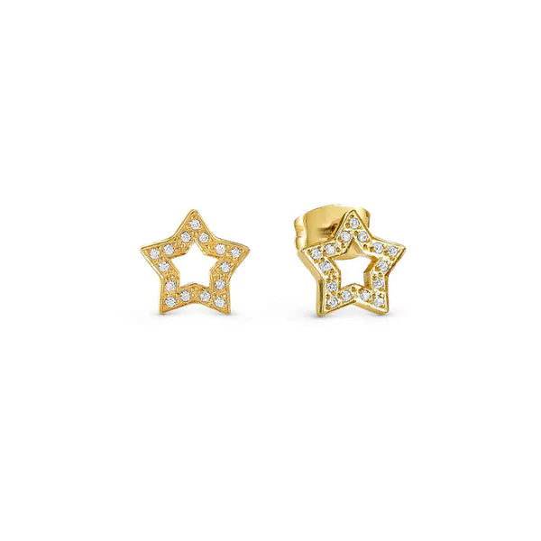 Soffio D'amore Star Earrings in Steel And Yellow PVD with CZ