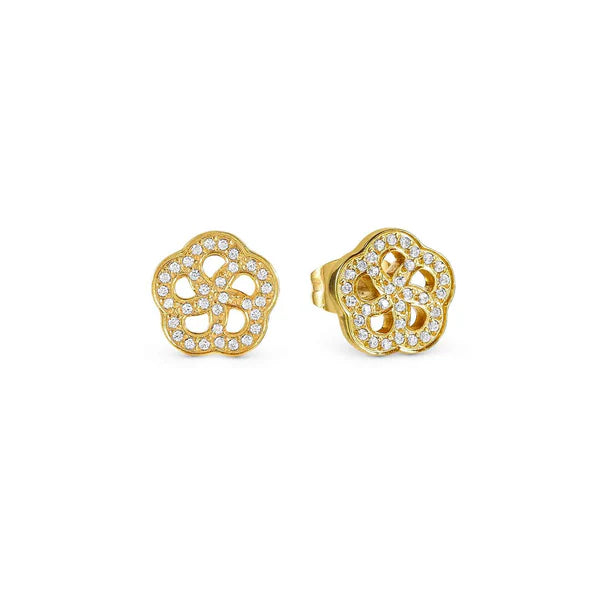 Soffio D'amore Flower Earrings in Steel And Yellow PVD with CZ