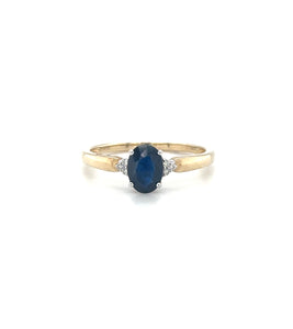 9ct Yellow Gold Oval Shaped Sapphire And Diamond Ring