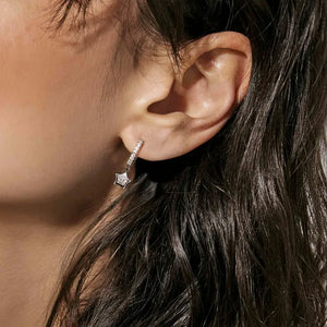 Petit Sparkle Hoop Earrings - Star Silver