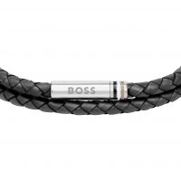 Ares Black Double Wrap Leather Bracelet