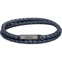Load image into Gallery viewer, Ares Navy Double Wrap Leather Bracelet

