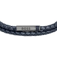 Load image into Gallery viewer, Ares Navy Double Wrap Leather Bracelet
