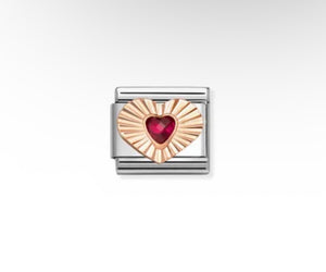 Composable Classic Link Bonded Rose Gold Diamond Etched Heart Red CZ
