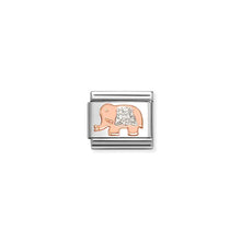 Load image into Gallery viewer, Composable Classic Link Bonded Rose Gold Elephant With Silver Glitter
