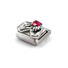Load image into Gallery viewer, Composable Classic Link Red Heart With Hands In Silver And Stones

