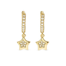 Load image into Gallery viewer, Petit Sparkle Hoop Earrings - Star 18K Plated
