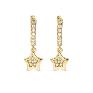 Petit Sparkle Hoop Earrings - Star 18K Plated