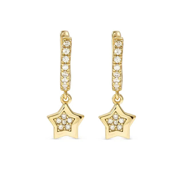 Petit Sparkle Hoop Earrings - Star 18K Plated