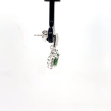 Load image into Gallery viewer, 9ct Gold Oval Green Tourmaline And Diamond Drop Earrings
