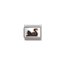 Load image into Gallery viewer, Composable Classic Link Bonded Rose Gold Cat With Black Glitter
