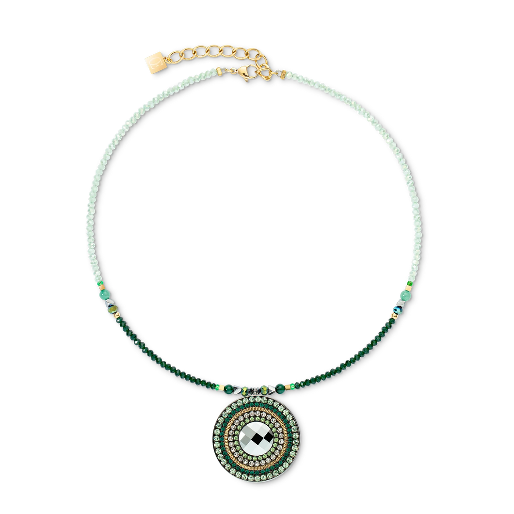 Necklace Amulet Glamorous Green Gold