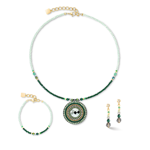 Necklace Amulet Glamorous Green Gold