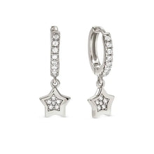 Load image into Gallery viewer, Petit Sparkle Hoop Earrings - Star Silver
