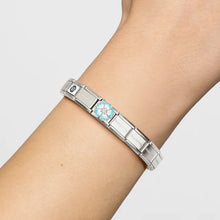 Load image into Gallery viewer, Composable Classic Link Blue Shaded Flower White In Silver And Enamel
