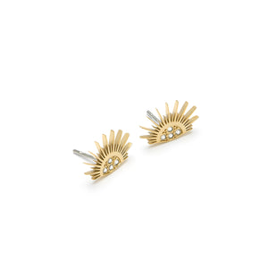 Celestial Sun Gold Plated Stud Earrings