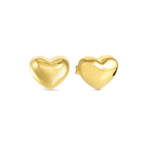 Armonica Yellow Gold Plated Sterling Silver Large Heart Stud Earrings