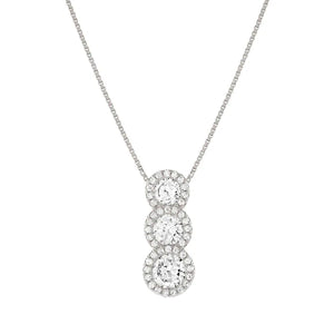 SeiDivina Sterling Silver Tiered Pave CZ Necklace