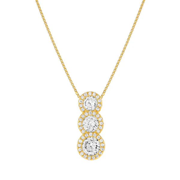 SeiDivina Gold Plated Sterling Silver Tiered Pave CZ Necklace