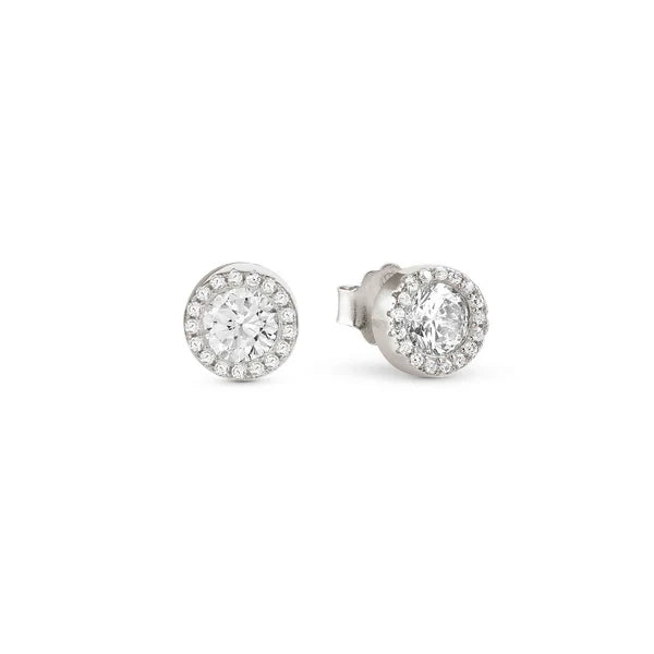 SeiDivina Sterling Silver Pavé Stone Stud Earrings