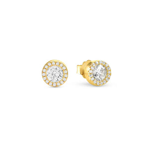 SeiDivina Yellow Gold Plated Sterling Silver Pavé Stone Stud Earrings