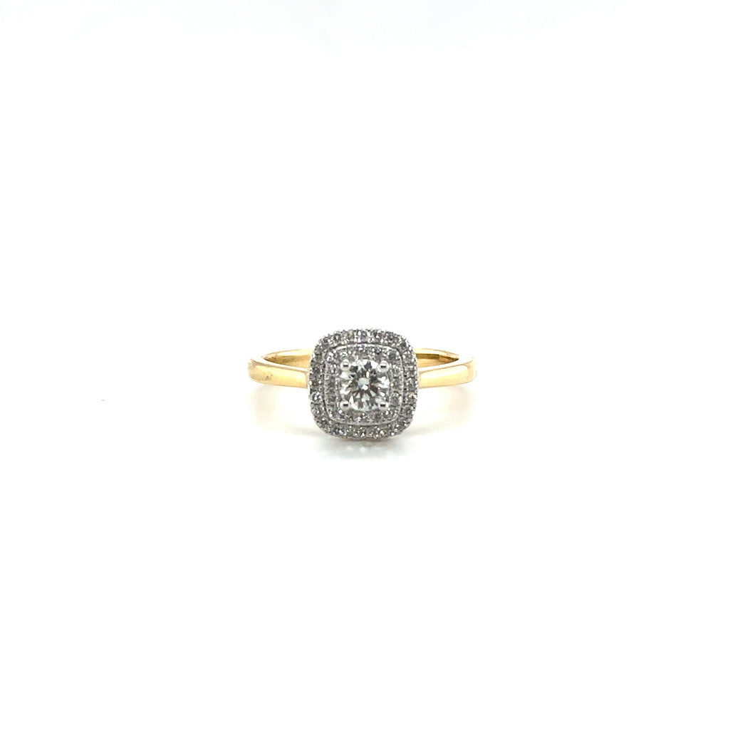 18ct Gold Brilliant Cut Diamond Halo Ring