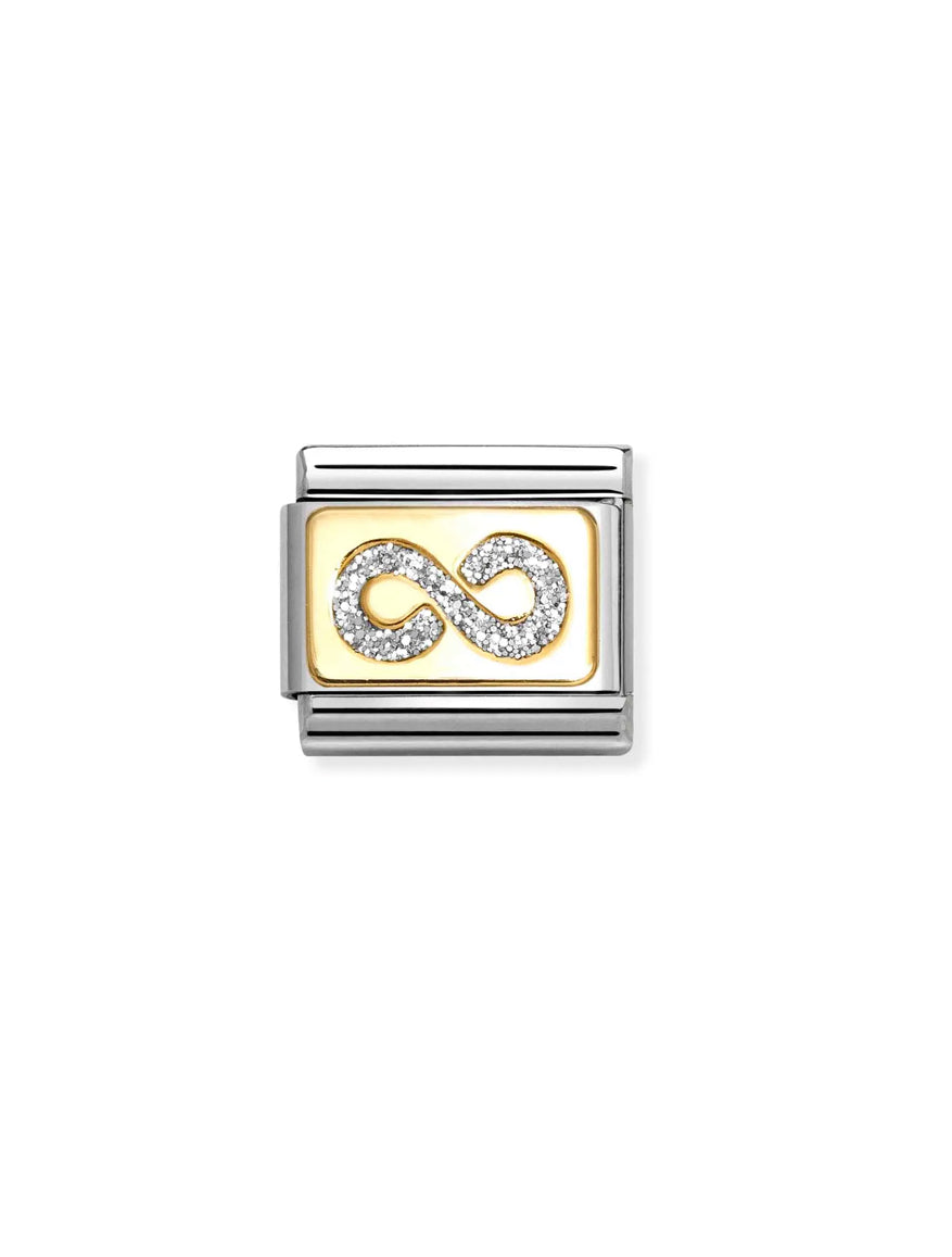 Composable Classic Link Bonded Yellow Gold And Enamel Silver Glitter Infinity