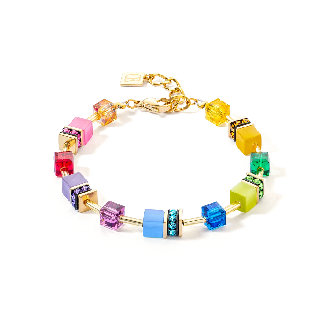 GeoCUBE® Iconic Layer Bracelet Gold-Rainbow