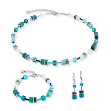 Load image into Gallery viewer, GeoCUBE® Iconic Earrings Teal-Silver
