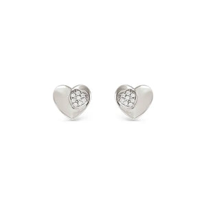 Petit Sparkle Earrings - Heart Silver