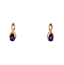 Load image into Gallery viewer, 9ct Yellow Gold Twist With Pear Shape Amethyst Earrings
