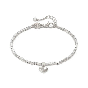 Petit Sparkle Tennis Bracelet - Heart Silver