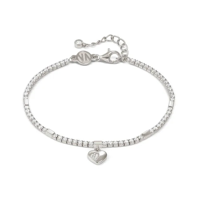 Petit Sparkle Tennis Bracelet - Heart Silver
