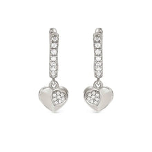 Load image into Gallery viewer, Petit Sparkle Hoop Earrings - Heart Silver
