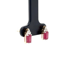 Load image into Gallery viewer, 9ct Gold Octagon Cut Ruby And Diamond Stud Earrings
