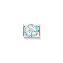 Load image into Gallery viewer, Composable Classic Link Blue Shaded Flower White In Silver And Enamel
