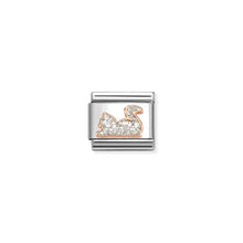 Load image into Gallery viewer, Composable Classic Link Bonded Rose Gold Cat With Silver Glitter
