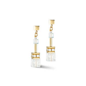 GeoCUBE® Iconic Nature Earrings Gold White