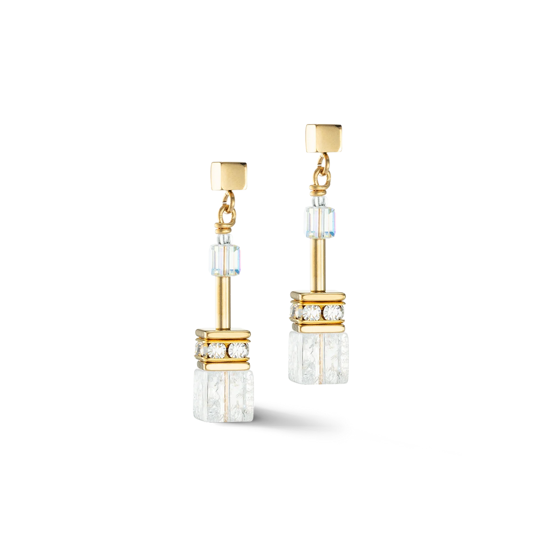 GeoCUBE® Iconic Nature Earrings Gold White