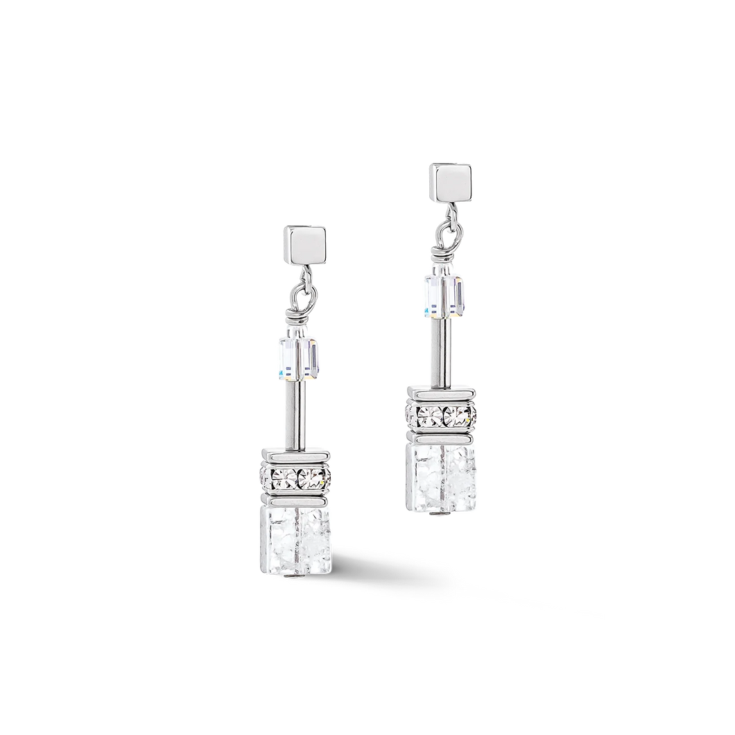 GeoCUBE® Iconic Nature Earrings Silver-White