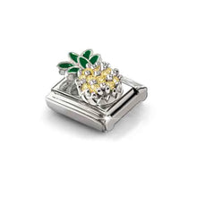 Load image into Gallery viewer, Composable Classic Link Pineapple In Silver Enamel and Stones
