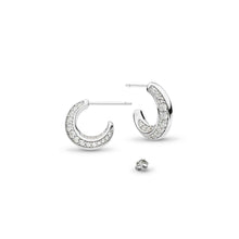 Load image into Gallery viewer, Bevel Cirque Pavé Semi-Hoop Stud Earrings
