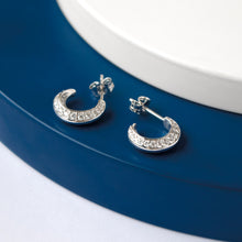 Load image into Gallery viewer, Bevel Cirque Pavé Semi-Hoop Stud Earrings
