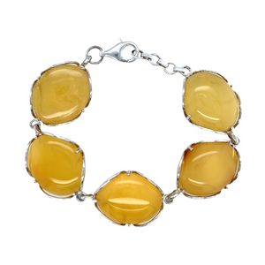 Sterling Silver Butterscotch Colour Amber Bracelet