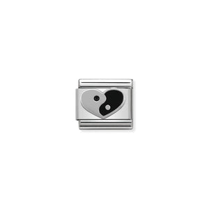 Composable Classic Link Ying Yang Heart In Silver And Enamel