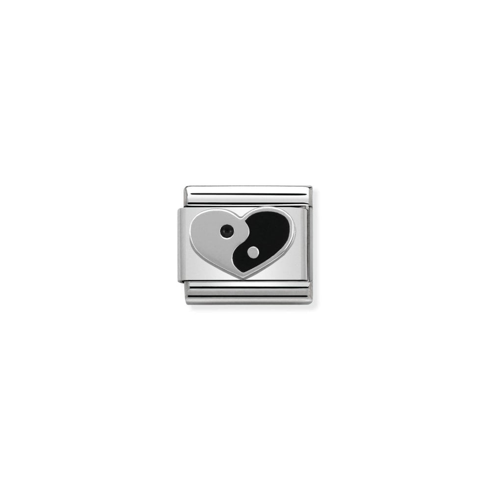 Composable Classic Link Ying Yang Heart In Silver And Enamel