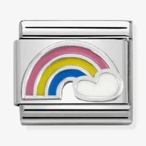 Composable Classic Link Rainbow With Cloud In Silver And Enamel