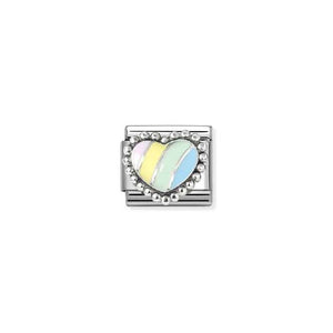 Composable Classic Link Pastel Multi-Colour Raised Heart In Silver And Enamel