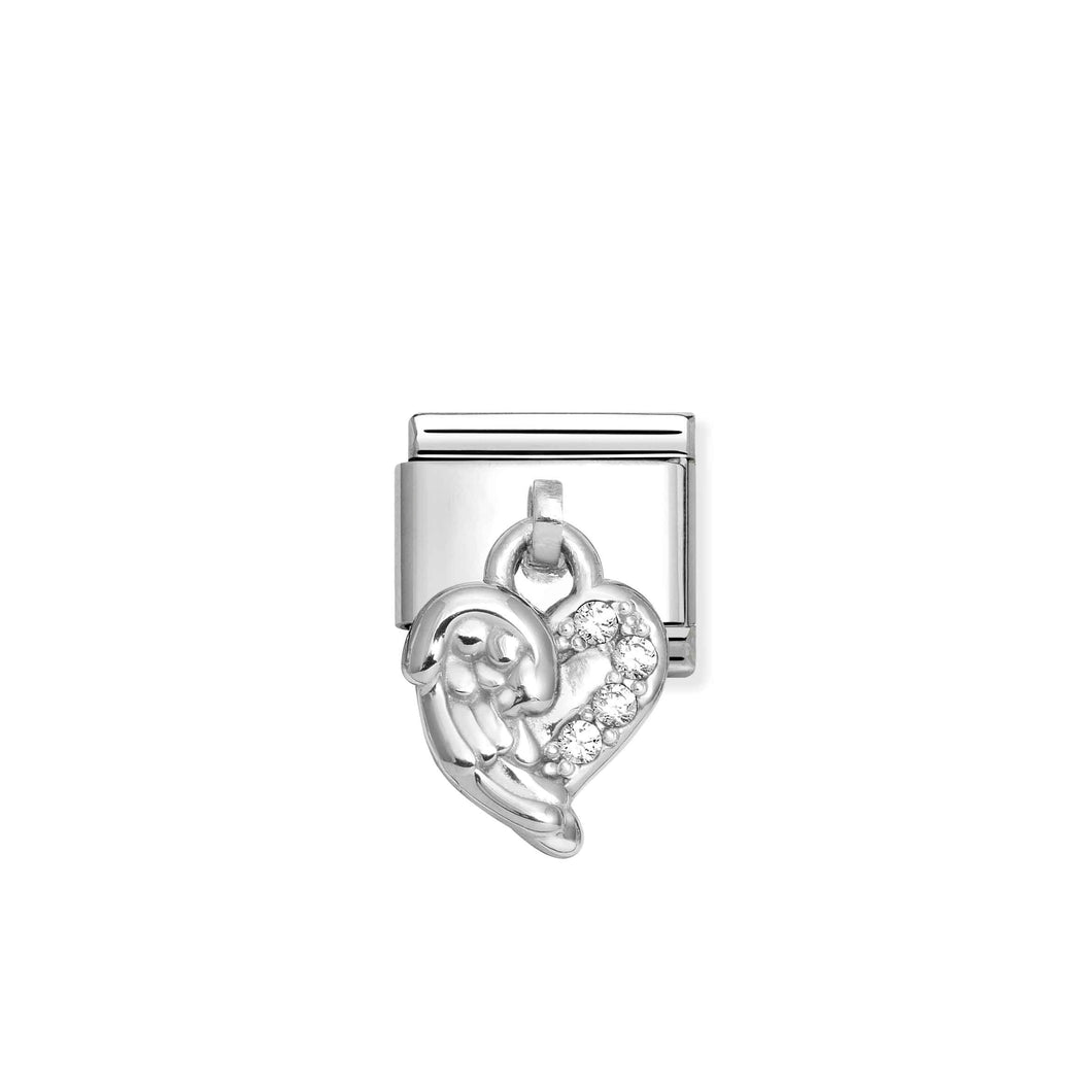 Composable Classic Link Silver Pendant Angel Wings Heart