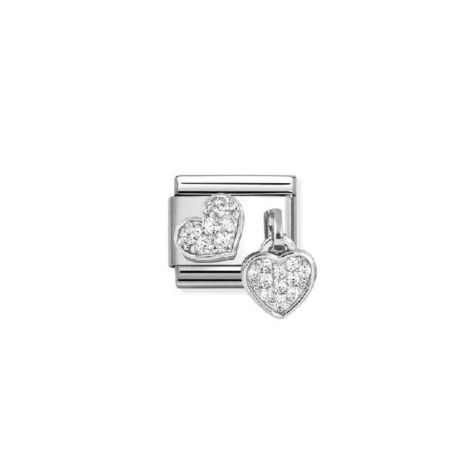 Composable Classic Link Silver and CZ Pave Heart and Heart Sparkly & Stones Charms